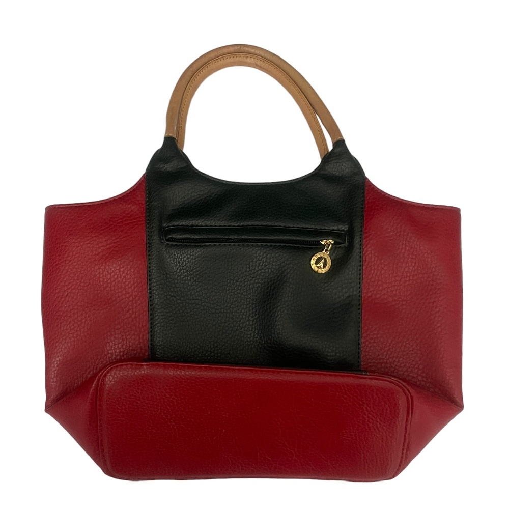 La Tour  Eiffel Paris Red Blue Beige Color Block‎ Leather HandBag